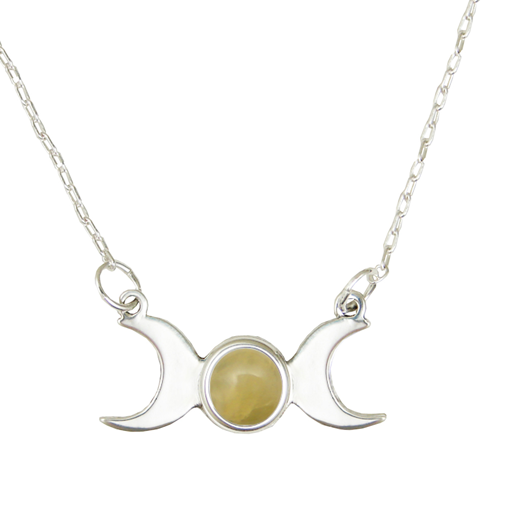 Sterling Silver Moon Phases Necklace With Yellow Aragonite